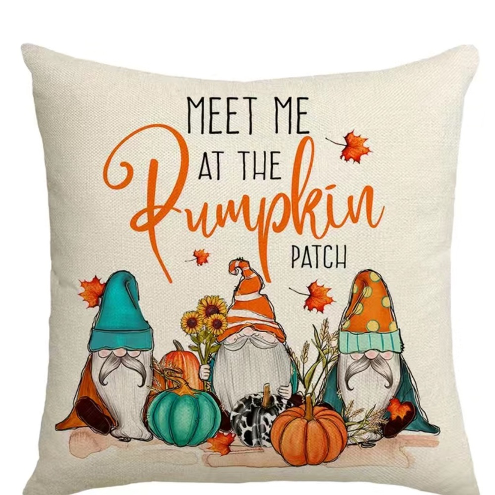 Gnome Meet Me At the Pumpkin Patch Pillow Cover